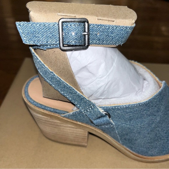 Lucky Brand Winola Ankle Strap Wedge Mules Medium Blue Denim Women’s Size 6 - Picture 8 of 12